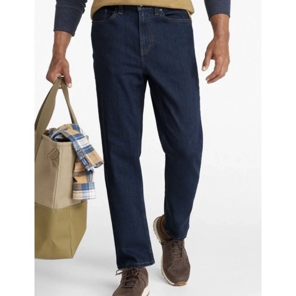 New‎ $79 L.L. Bean Jeans Mens Dark Indigo Denim Classic Fit Straight Leg 44x34